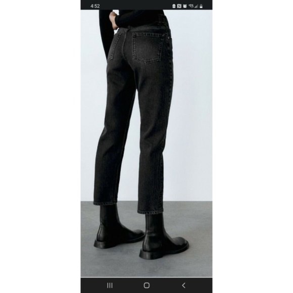 Zara High Waisted Jeans Regular Straight Boot Ankle Grey Black full 27 4 wide - Picture 4 of 6